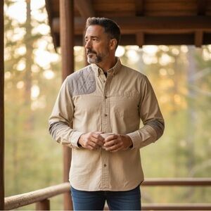 Cabela's Tan shooting, outdoorsman shirt